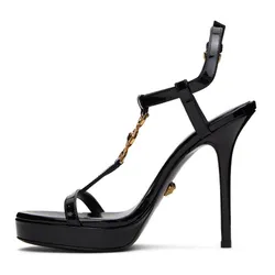 Dép Cao Gót Nữ Versace Black Medusa 95 Patent Heeled Sandals Màu Đen Size 36