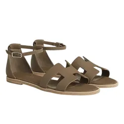 Dép Hermès Santorini Sandal Tow Màu Xám Nâu Size 35