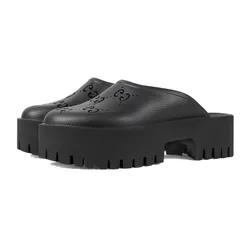 Dép Nữ Gucci  Platform Perforated G Black 663577-JJB00-1000 Màu Đen Size 35