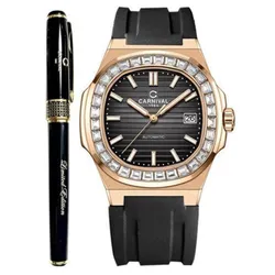 Đồng Hồ Nam Carnival Nautilus Automatic 8108G-VH-DCS-D Màu Đen/ Vàng Hồng (Tặng Kèm Bút)