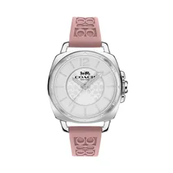 Đồng Hồ Nữ Coach Signature Embossed Boyfriend Rubber Strap Silver Pink 14503876 Màu Hồng Bạc