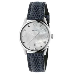 Đồng Hồ Nữ Gucci G-Timeless Mother Of Pearl Dial Blue Leather YA126588 Màu Xanh Bạc
