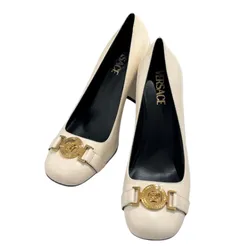 Giày Cao Gót Nữ Versace Medusa In Beige Leather 1014616 1A08663 1K84V Màu Trắng Size 38