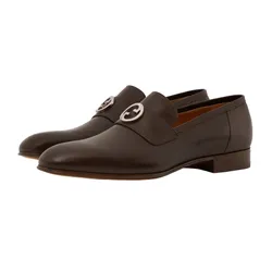 Giày Lười Nam Gucci Interlocking Loafer Dark Brown Leather 730134 06F00 2140 Màu Nâu Sẫm Size 40