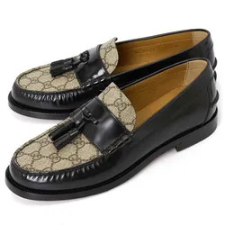 Giày Lười Nam Gucci Tassel GG ‘Black’ 673817-17X30-1063 Màu Be/Đen Size 39