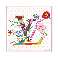 Khăn Nữ Louis Vuitton LV x TM Monogram Superflat Square 90x90 M96097 Màu Trắng