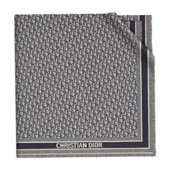 Khăn Quàng Cổ Nữ Dior Oblique Shawl Scarf Màu Xanh Navy/Xám
