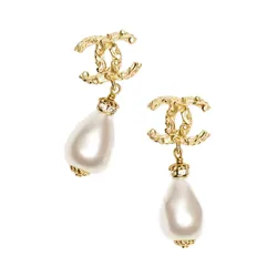 Khuyên Tai Nữ Chanel Hình Giọt Nước Earrings Gold Màu Vàng