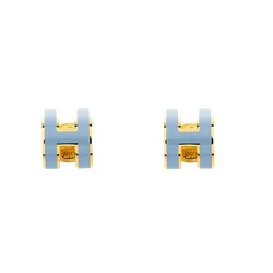 Khuyên Tai Nữ Hermès Mini Pop H Earrings Blue Màu Xanh Blue