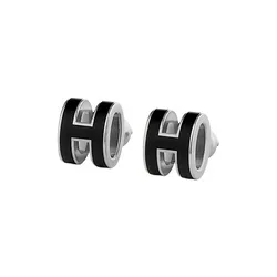 Khuyên Tai Nữ Hermès Mini Pop H Earrings Noir Màu Đen