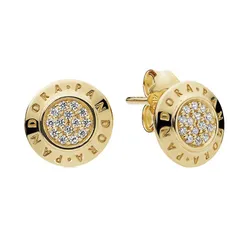 Khuyên Tai Nữ Pandora Shine Logo Stud Earrings 260559CZ Màu Vàng Gold