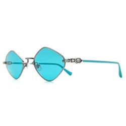 Kính Mát Nam Chrome Hearts Diamond Dog Pewter Teal Sunglasses Màu Xanh Dương