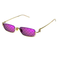 Kính Mát Nữ Gucci Gold Rectangular Sunglasses GG1278S 005 Màu Tím Vàng