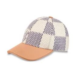 Mũ Nữ Louis Vuitton LV Damier Azur Cap Azure Blue M77447 Màu Be Phối Xanh
