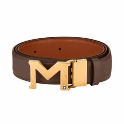 Thắt Lưng Nam Montblanc M Buckle Brown Black 35mm Leather Belt MB129446 Màu Nâu