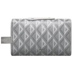 Túi Cầm Tay Dior Lingot Toiletry Case Gray CD Diamond Canvas Clutch Màu Xám