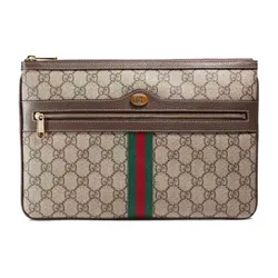Túi Cầm Tay Gucci Ophidia Clutch Logo Print Bag Màu Be Nâu