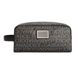 Túi Cầm Tay Nam Dolce & Gabbana D&G Coated Jacquard Toiletry Bag BT0989AJ7058B969 Màu Ghi
