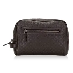 Túi Cầm Tay Nam Gucci Micro Brown Leather Wash Bag Toiletry Case GG-419775BMJ1R2044 Màu Nâu Đen