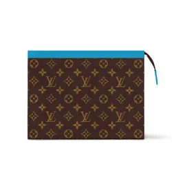 Túi Cầm Tay Nam Louis Vuitton LV Pochette Voyage MM M12815 Màu Xanh Nâu