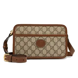 Túi Đeo Chéo Nam Gucci Retro Mini Canvas Interlocking G Crossbody Bag Màu Nâu Be