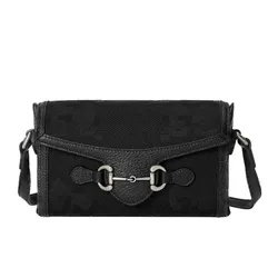 Túi Đeo Chéo Nữ  Gucci Horsebit 1955 Jumbo GG Mini Bag Black Màu Đen