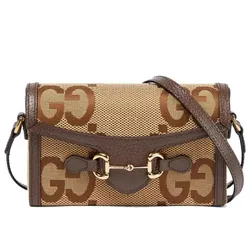Túi Đeo Chéo Nữ Gucci Horsebit 1955 Mini Canvas Crossbody Bag Màu Nâu