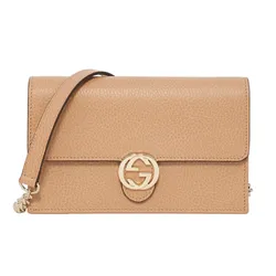 Túi Đeo Chéo Nữ Gucci Interlocking G Crossbody Chain Bag Màu Be