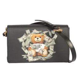 Túi Đeo Chéo Nữ Moschino Black Printed Polyurethane Shoulder Bag Màu Đen