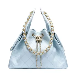 Túi Xách Tay Nữ Chanel 25 Small Handbag Grained Light Blue Màu Xanh Lam Sáng