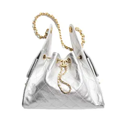 Túi Xách Tay Nữ Chanel 25 Small Handbag Grained Silver Màu Bạc