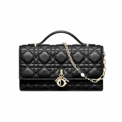 Túi Xách Tay Nữ Dior My Dior Mini Bag Black Cannage Lambskin S0980ONMJ_M900 Màu Đen