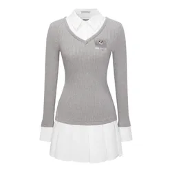 Váy Nữ 13 De Marzo Faux Two-Piece Sweater Dress Màu Xám/Trắng
