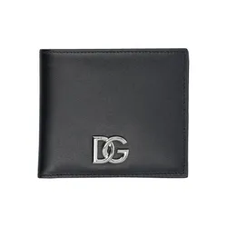 Ví Nam Dolce & Gabbana D&G Black Metal Logo Wallet Màu Đen