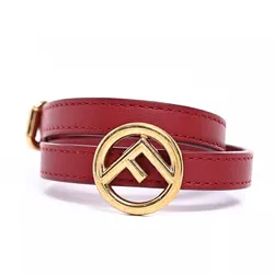 Vòng Đeo Tay Nữ Fendi Red Leather Double Tour TS Màu Đỏ