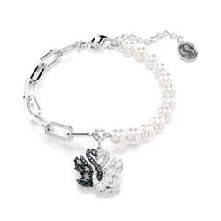 Vòng Đeo Tay Nữ Swarovski Swan Bracelet Crystal Pearl Swan Black Mixed Metal Finish 5705720 Màu Bạc Trắng