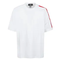 Áo Phông Nam Dsquared2 White With Bands And Logo S74GD1103 S22427 100 Tshirt Màu Trắng Size XS