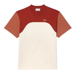 Áo Phông Nam Lacoste Jersey Colorblock T-Shirt TH9551 51 HBI Màu Cam Trắng Size 3
