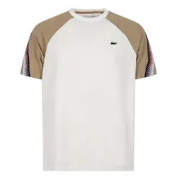 Áo Phông Nam Lacoste Sport Regular Fit Logo Stripe TShirt TH5196-A96 Màu Trắng Be Size 3