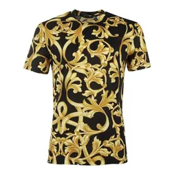 Áo Phông Nam Versace Jeans Couture T-Shirt Hoạ Tiết Lux Màu Đen Vàng Size 44