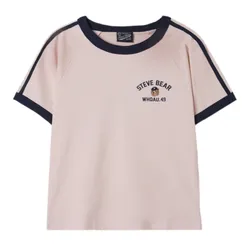 Áo Phông WHOAU Steve Track Line Ringer WHRAF3753F Tshirt Màu Hồng Size S
