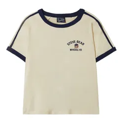 Áo Phông WHOAU Steve Track Line Ringer WHRAF3753F Tshirt Màu Kem