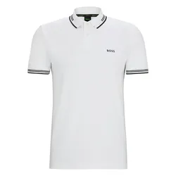 Áo Polo Nam Hugo Boss Stretch-cotton Slim-fit Polo Shirt With Branding 50506193 100 Màu Trắng Size S