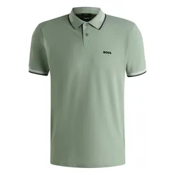 Áo Polo Nam Hugo Boss Stretch-cotton Slim-fit Polo Shirt With Branding 50506193 357 Màu Xanh Nhạt Size S