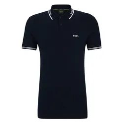 Áo Polo Nam Hugo Boss Stretch-cotton Slim-fit Polo Shirt With Branding 50506193 402 Màu Xanh Đen Size S