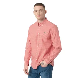 Áo Sơ Mi Dài Tay Nam Lacoste Regular Fit Check CH4499 Màu Đỏ Size 40