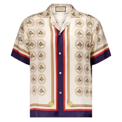 Áo Sơ Mi Nam Gucci Horse Graphic Silk 740319 Màu Kem Size 46