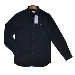 Áo Sơ Mi Nam Lacoste Men's Slim Fit Stretch Cotton Poplin Shirt Màu Đen Size 40