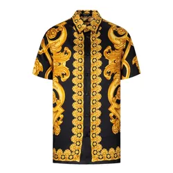 Áo Sơ Mi Nam Versace Baroque Logo Printed 1010103 1A10490 5B000 Màu Đen Vàng Size 46