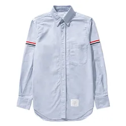 Áo Sơ Mi Nam Thom Browne Oxford Shirt with Grosgrain Armband MWL150E Màu Xanh Blue Size 0
